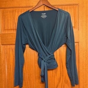 wool& Natalia Wrap Top XL Aegean teal